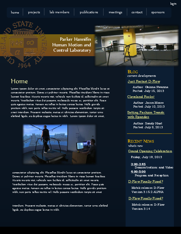 Prototype of website design